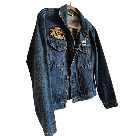 VTG Rustler Women’s Denim Jacket Ladies of Harley Davidson Embroidered Patches M - Picture 2 of 8